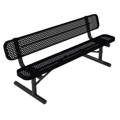 6 FT All-Weather Park Bench with Back, Portable Frame