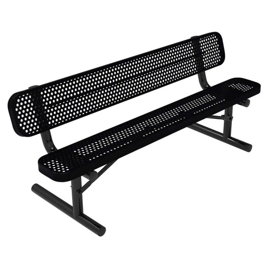 6 FT All-Weather Park Bench with Back, Portable Frame