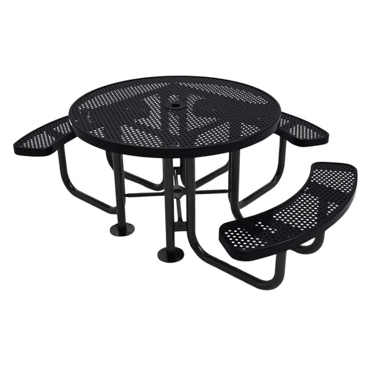 3-Seat Round Metal Outdoor Picnic Table