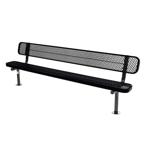 8FT Commercial Park Bench with Back, Surface Mount Frame