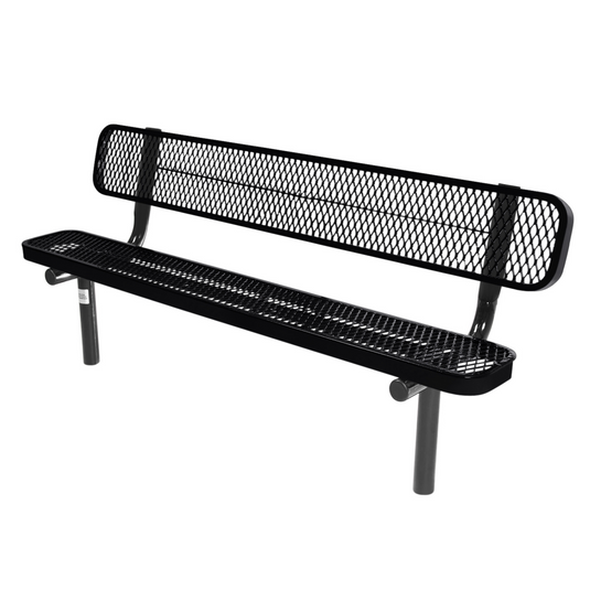 Industrial Expanded Metal Park Bench with Inground Mount Frame