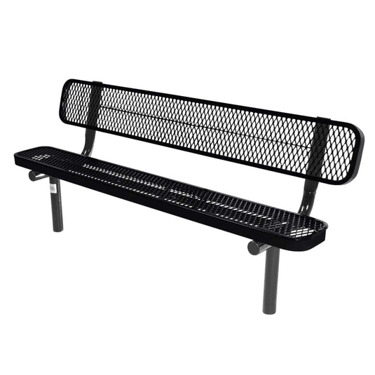 6FT Industrial Park Bench with Back, Inground Mount Frame