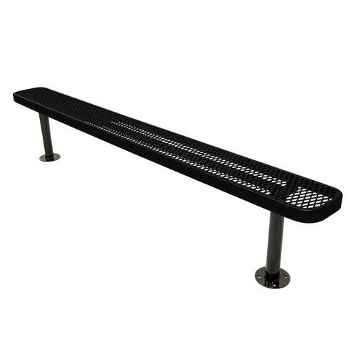8FT Commercial Park Bench without Back, Surface Mount Frame