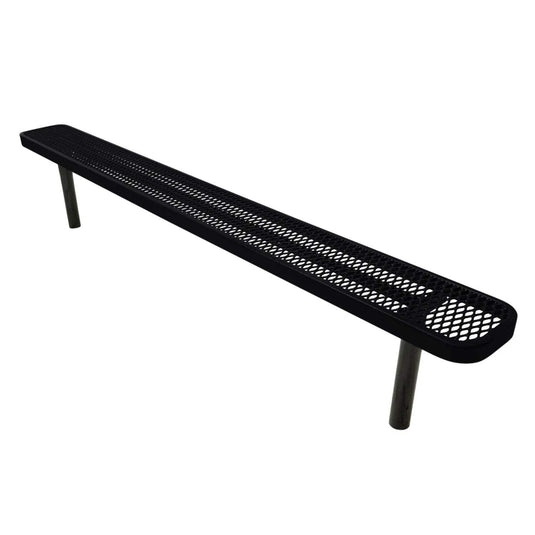 8FT Industrial Park Bench without Back, Inground Mount Frame