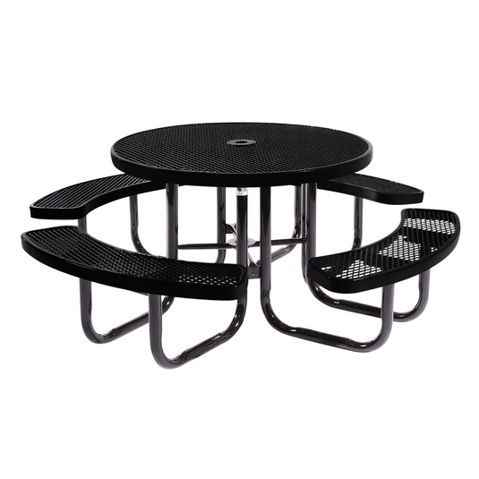 46" Round Metal Outdoor Picnic Table With Colored Frame