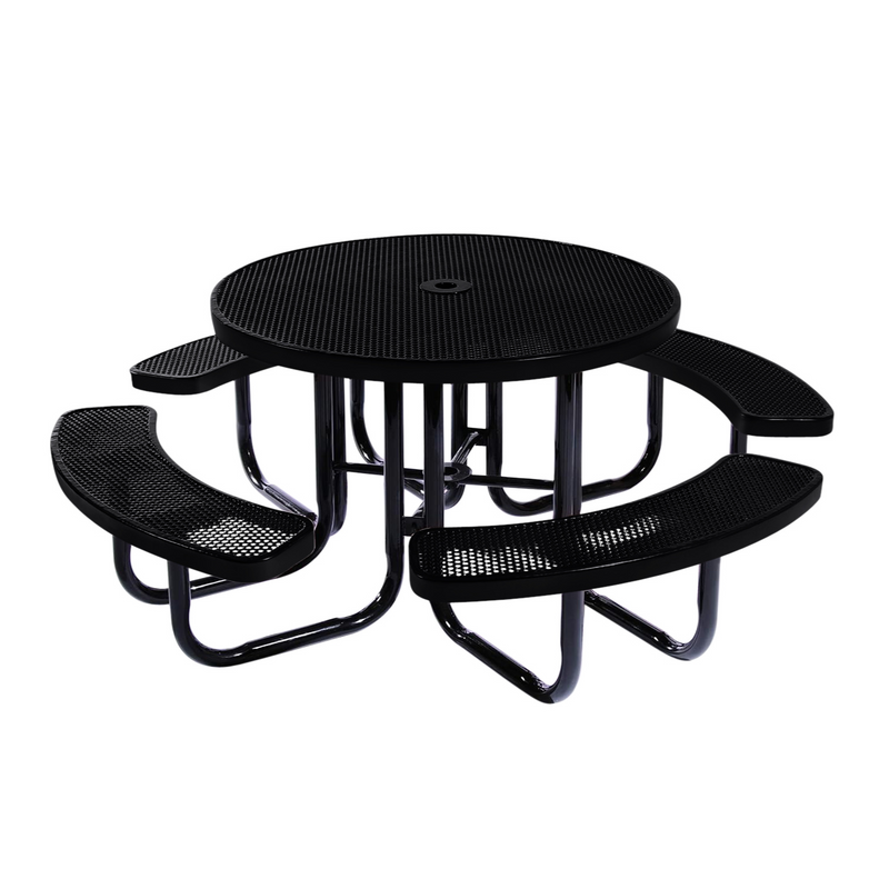 Load image into Gallery viewer, All-Weather Square &amp; Round Metal Outdoor Picnic Table with Benches
