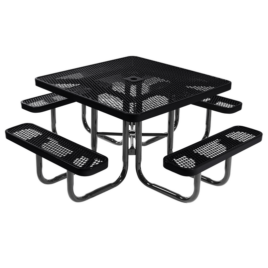 46" Square Metal Outdoor Picnic Table With Colored Frame