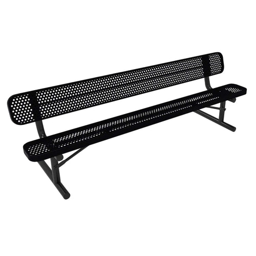 8 FT All-Weather Park Bench with Back, Portable Frame