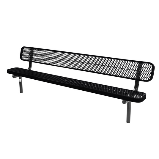 Industrial Expanded Metal Park Bench with Inground Mount Frame