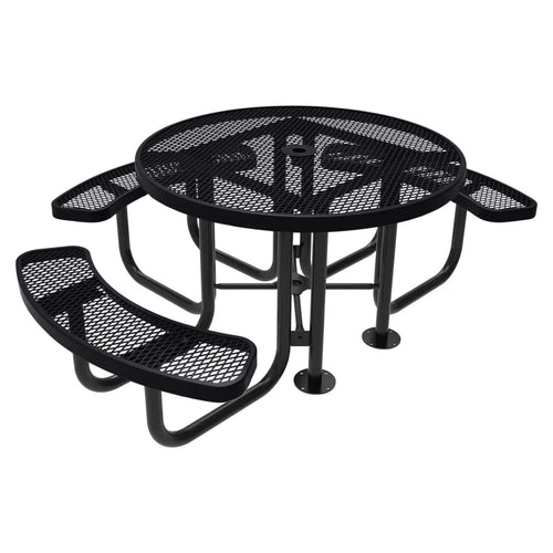 3-Seat Round Metal Outdoor Picnic Table