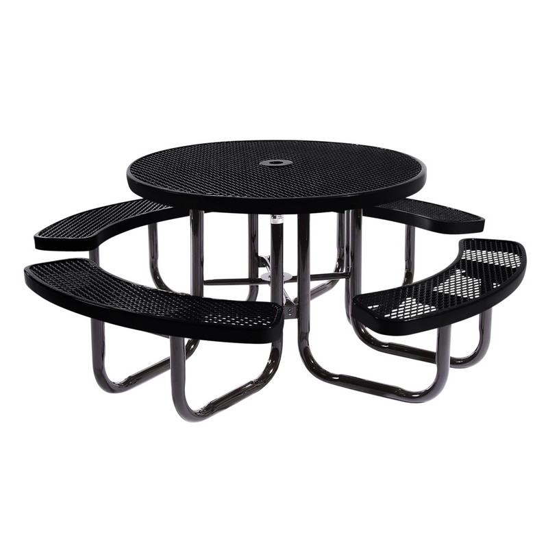 Load image into Gallery viewer, All-Weather Square &amp; Round Metal Outdoor Picnic Table with Benches
