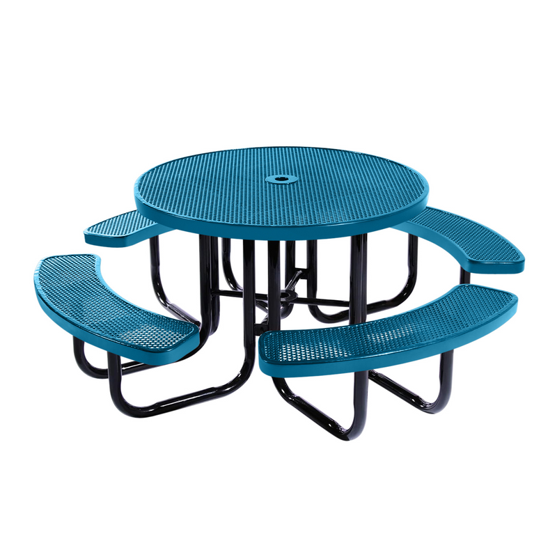 Load image into Gallery viewer, All-Weather Square &amp; Round Metal Outdoor Picnic Table with Benches
