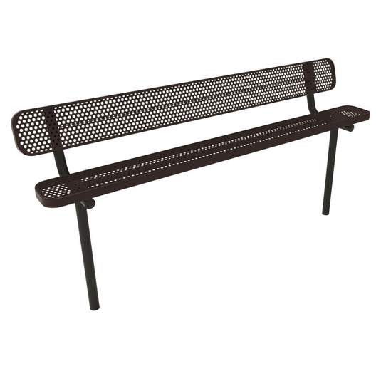 Punched Steel Park Bench with Inground Mount Frame