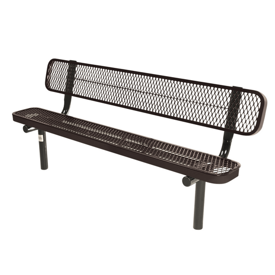 Industrial Expanded Metal Park Bench with Inground Mount Frame