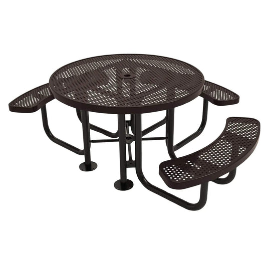 3-Seat Round Metal Outdoor Picnic Table