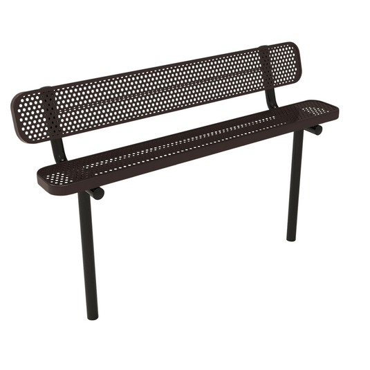 Punched Steel Park Bench with Inground Mount Frame