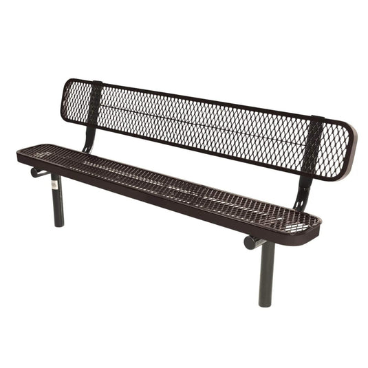 6FT Industrial Park Bench with Back, Inground Mount Frame