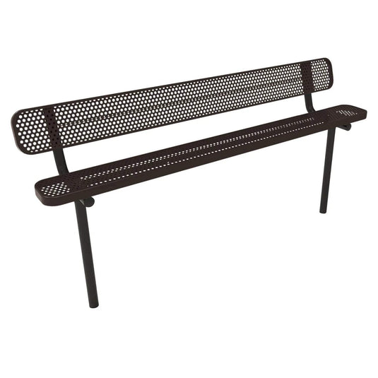 8FT Industrial Park Bench with Back, Inground Mount Frame