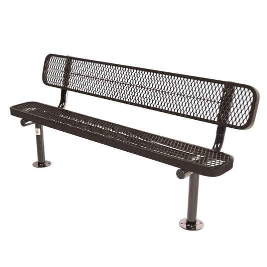 6FT Commercial Park Bench with Back, Surface Mount Frame