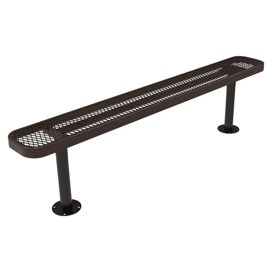 6FT Commercial Park Bench without Back, Surface Mount Frame