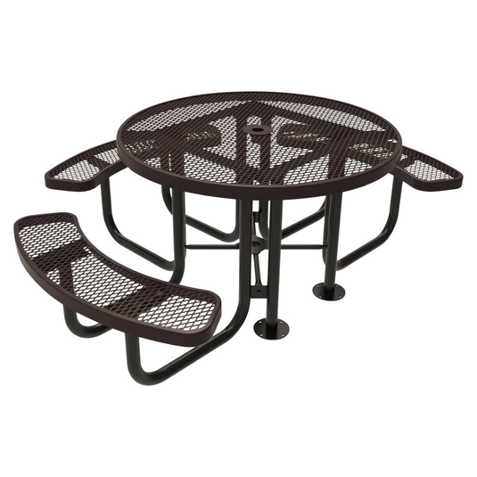 Heavy Duty 3-Seat Round Metal Outdoor Picnic Tables