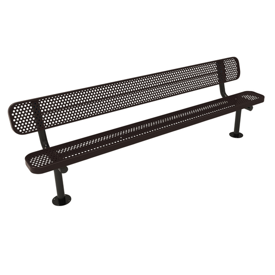 All-Climate Punched Steel Park Bench with Surface Mount Frame