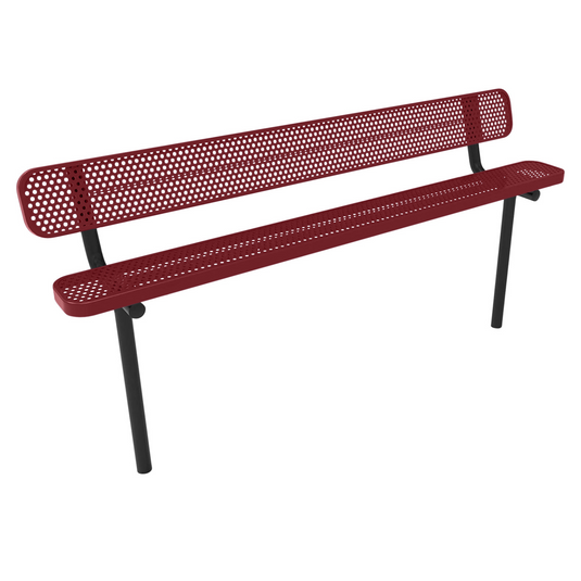 Durable Punched Steel Park Bench with Inground Mount Frame