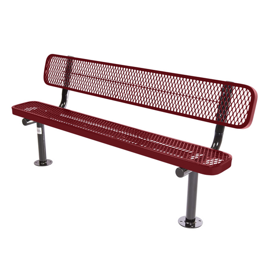 Commercial Expanded Metal Park Bench with Surface Mount Frame