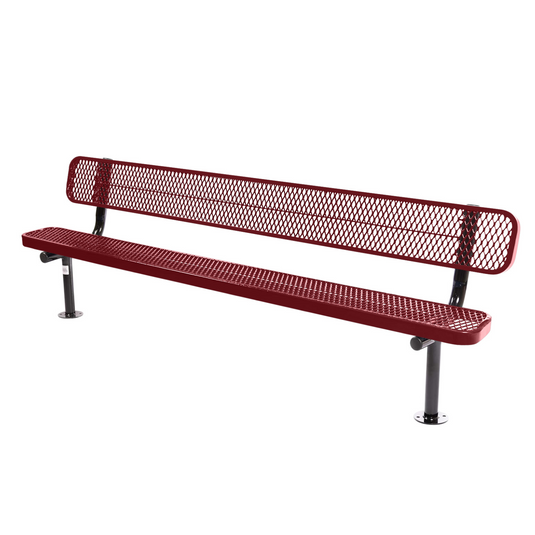 Commercial Expanded Metal Park Bench with Surface Mount Frame