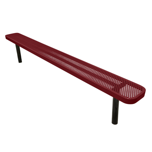 Durable Punched Steel Park Bench with Inground Mount Frame