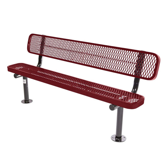 6FT Commercial Park Bench with Back, Surface Mount Frame