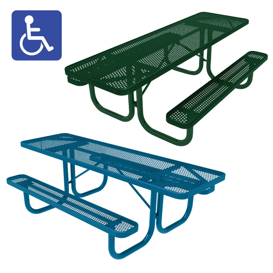 Both-Ends ADA-Accessible Weatherproof Rectangular Outdoor Picnic Table With Colored Frame