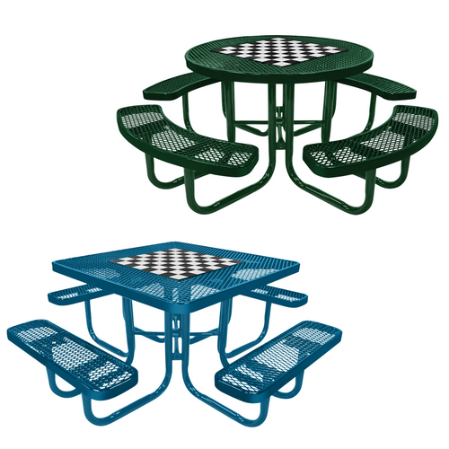 Game-Edition Square & Round Outdoor Picnic Table With Colored Frame