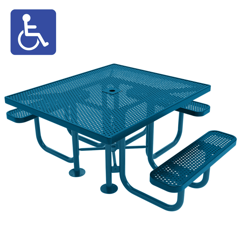 Load image into Gallery viewer, 46&quot; x 54&quot; ADA-Accessible Weatherproof Square Outdoor Picnic Table With Colored Frame
