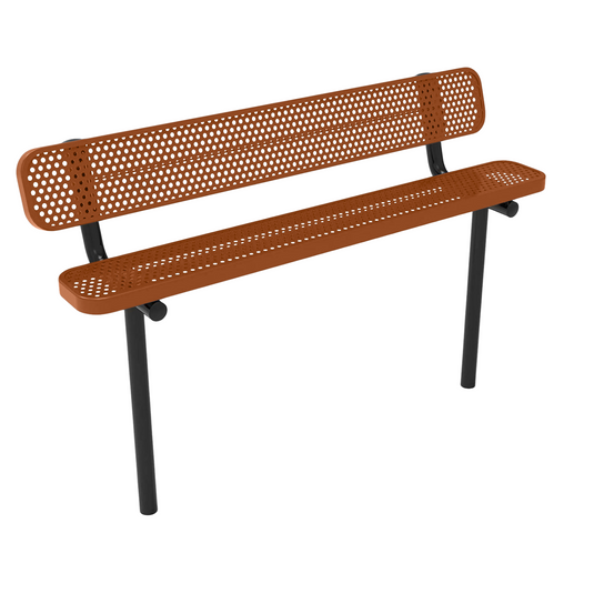 6FT Industrial Park Bench with Back, Inground Mount Frame