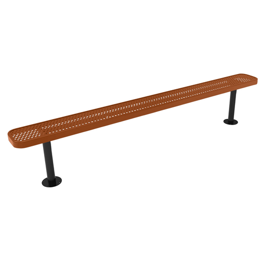 8FT Commercial Park Bench without Back, Surface Mount Frame