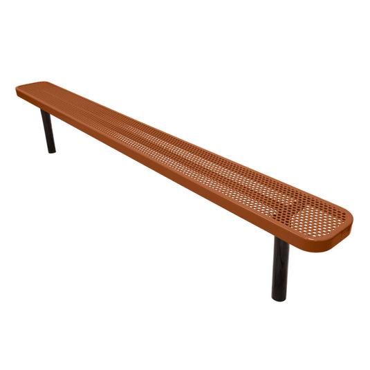 8FT Industrial Park Bench without Back, Inground Mount Frame
