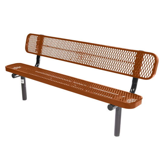 6FT Industrial Park Bench with Back, Inground Mount Frame
