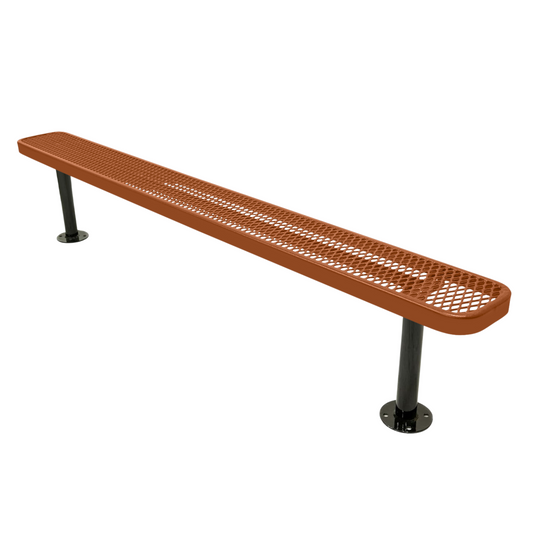 8FT Commercial Park Bench without Back, Surface Mount Frame