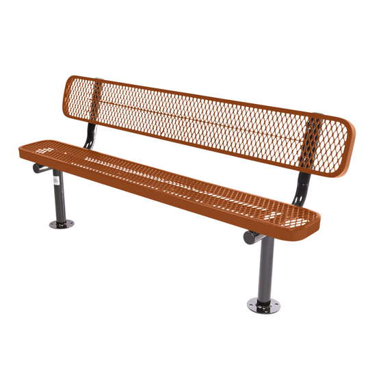 6FT Commercial Park Bench with Back, Surface Mount Frame