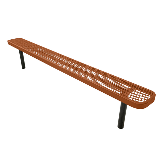 8FT Industrial Park Bench without Back, Inground Mount Frame
