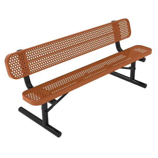 6 FT All-Weather Park Bench with Back, Portable Frame