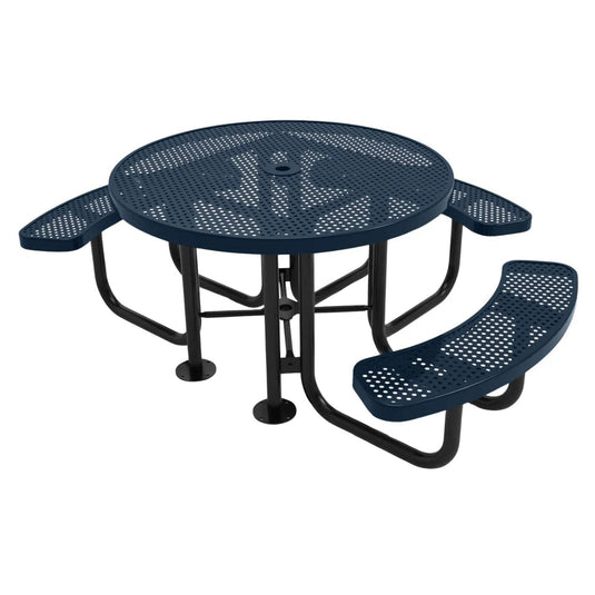 3-Seat Round Metal Outdoor Picnic Table