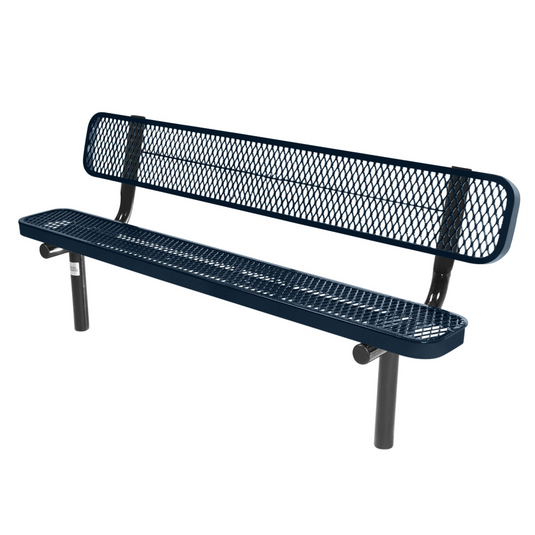 Industrial Expanded Metal Park Bench with Inground Mount Frame