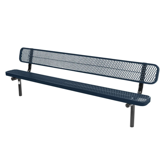 8FT Industrial Park Bench with Back, Inground Mount Frame