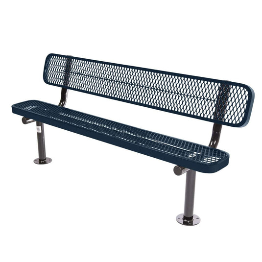 6FT Commercial Park Bench with Back, Surface Mount Frame