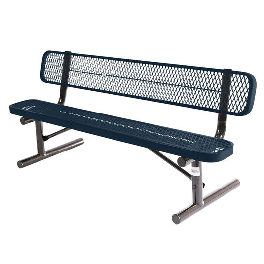 6 FT All-Weather Park Bench with Back, Portable Frame