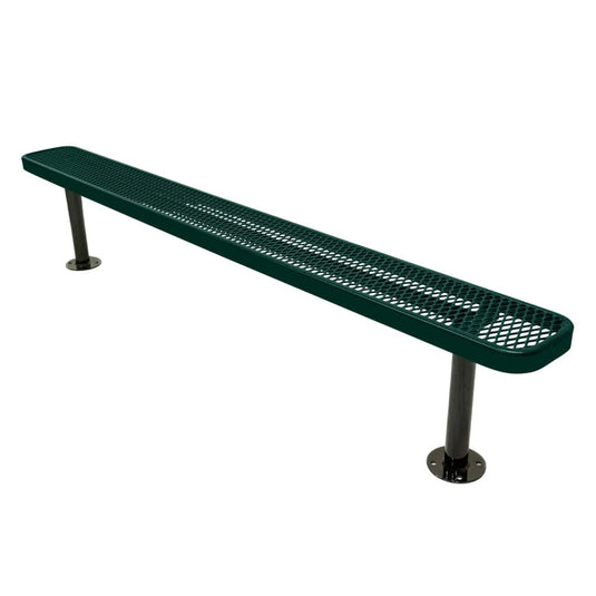 8FT Commercial Park Bench without Back, Surface Mount Frame