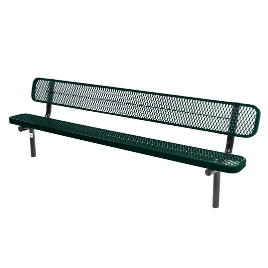 8FT Industrial Park Bench with Back, Inground Mount Frame