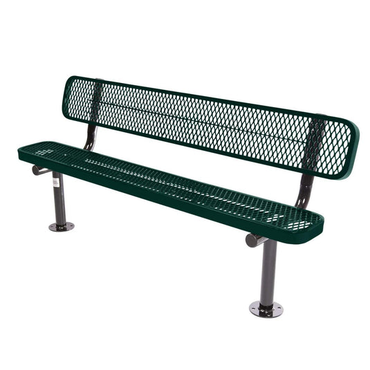 6FT Commercial Park Bench with Back, Surface Mount Frame